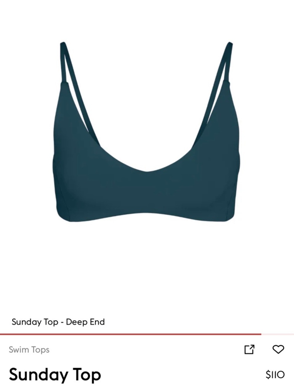 *NWT* Left on Friday Sunday Top Swim Bikini - Deep End Teal